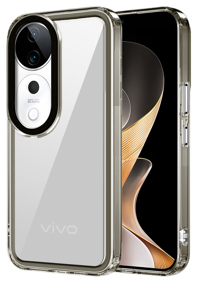 Kapa Warrior Acrylic Clear Back Cover For Vivo V31 Pro (5G) | Slim Shockproof [Military Grade Protection] Hybrid Bumper Case (Grey Sides)