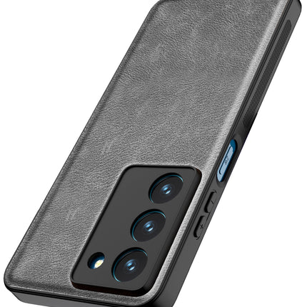 Kapa Tux Leather Back Cover for Realme 14X | Slim Shockproof Camera Protection Bumper Case (Grey)
