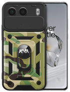 Kapa Tank Back Cover for OnePlus Nord 4 | Inbuilt Ring + Slider Shockproof Lens Protection Bumper Back Case (Green)