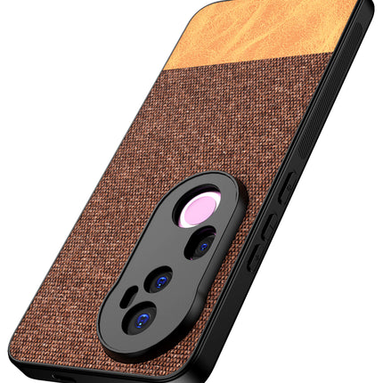 Kapa Soft Fabric & Leather Hybrid Protective Back Cover for Vivo T4 Ultra 5G | Shockproof Slim Hard Anti Slip Back Case (Brown)