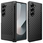 Kapa Geometric S Pen Holder Hinge Protection Back Cover for Samsung Galaxy Z Fold6 / Fold 6 | Slim Shock proof Case with Inbuilt Glass & S Pen Slot (Black)