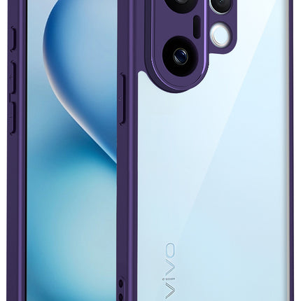 Kapa Hawkeye Clear Slim Tough Back Cover for Vivo X200 FE 5G | Camera Lens Protector Anti Yellow Shockproof Clear Hybrid Case Cover (Purple Sides)