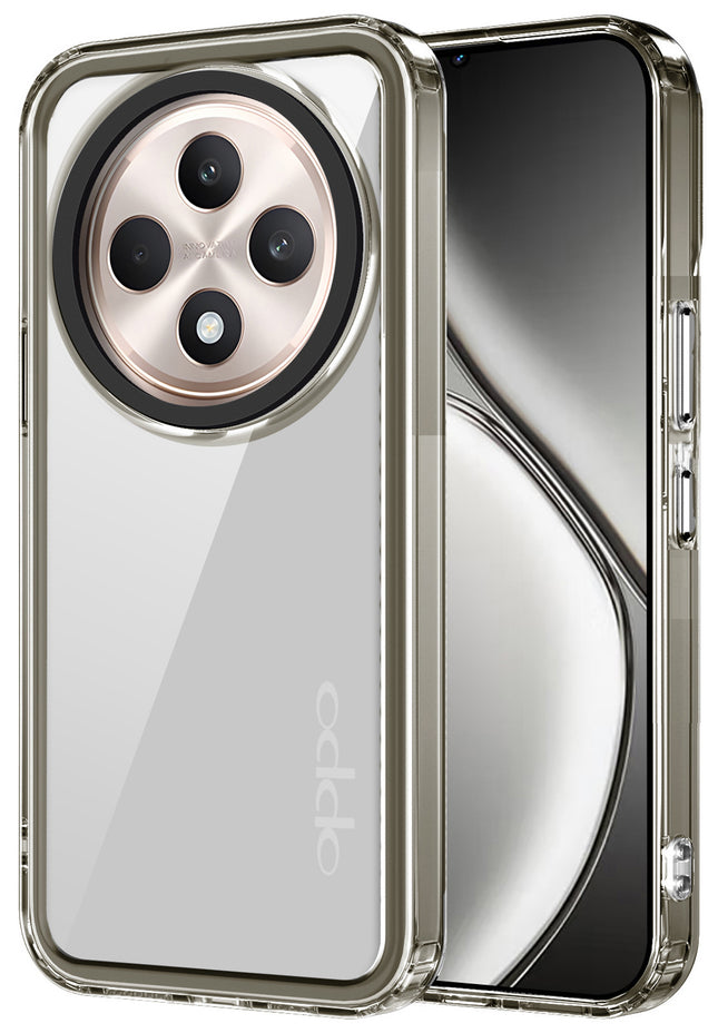 Kapa Warrior Acrylic Clear Back Cover For Oppo F27 Pro / Oppo F27 Pro Plus | Slim Shockproof [Military Grade Protection] Hybrid Bumper Case (Grey Sides)