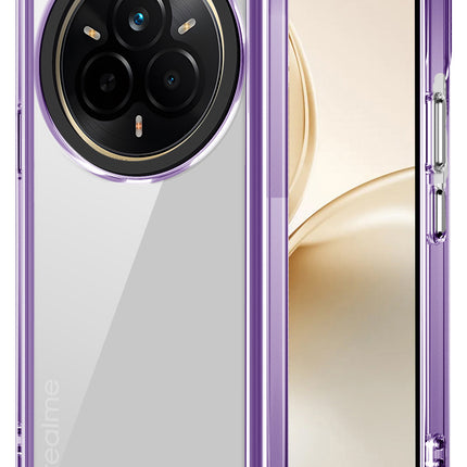Kapa Warrior Acrylic Clear Back Cover For Realme 14 Pro+ (Plus) 5G | Slim Shockproof [Military Grade Protection] Hybrid Bumper Case (Purple Sides)