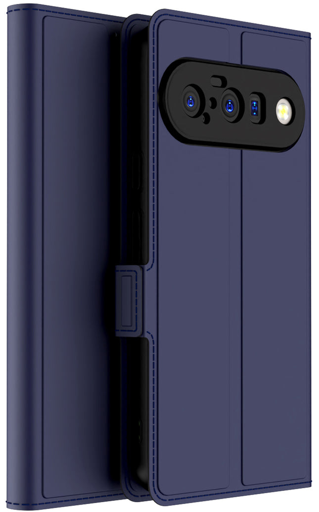 Kapa Noble Slim Magnetic Leather Flip Case Cover for Google Pixel 10 | Card Holder Stand Flip Wallet Case (Blue)