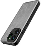 Kapa Tux Leather Back Cover for Oppo Reno 15 Pro 5G | Slim Shockproof Camera Protection Bumper Case (Grey) - Mobizang