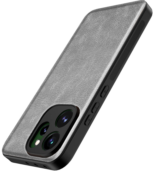 Kapa Tux Leather Back Cover for Oppo Reno 15 Pro 5G | Slim Shockproof Camera Protection Bumper Case (Grey) - Mobizang