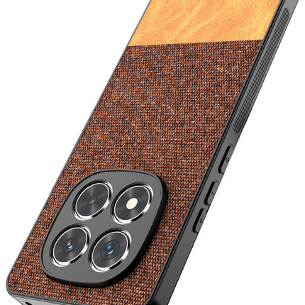 Kapa Soft Fabric & Leather Hybrid Protective Back Cover for Redmi Note 14 Pro (5G) | Shockproof Slim Hard Anti Slip Back Case (Brown)