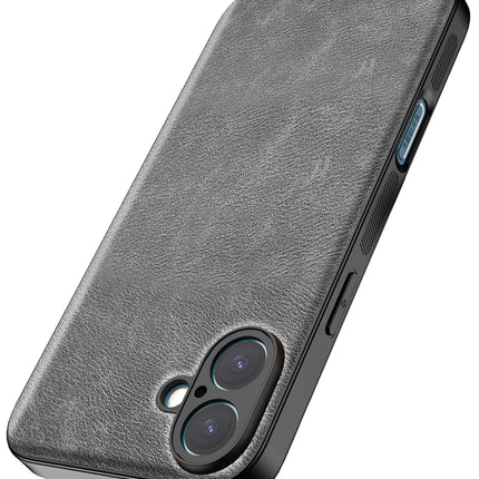Kapa Tux Leather Back Cover for Apple iPhone 16 Plus | Slim Shockproof Camera Protection Bumper Case (Grey)