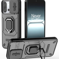 Kapa Armor Slider Back Cover for OnePlus 13S | Inbuilt Ring + Camera Slider Shockproof Lens Protection Bumper Back Case (Black) - Mobizang