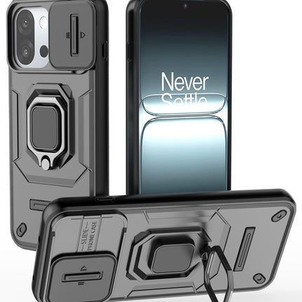 Kapa Armor Slider Back Cover for OnePlus 13S | Inbuilt Ring + Camera Slider Shockproof Lens Protection Bumper Back Case (Black) - Mobizang