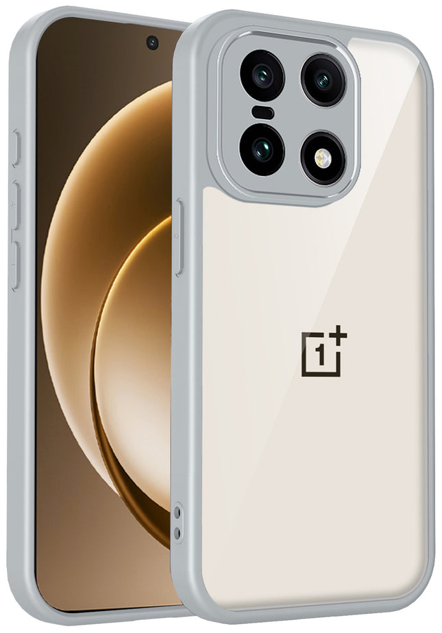 Kapa Hawkeye Clear Slim Tough Back Cover for OnePlus 15 | Camera Lens Protector Anti Yellow Shockproof Clear Hybrid Case Cover (Grey)