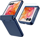 Kapa Textured Grip Hinge Protection Back Cover for Moto Razr 50 Ultra| with [Inbuilt Glass] Full Body Shockproof Hard Back Case (Blue)