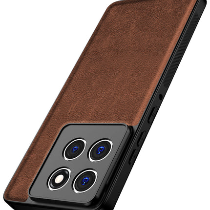 Kapa Tux Leather Back Cover for Moto Edge 60 Pro | Slim Shockproof Camera Protection Bumper Case (Brown) - Mobizang