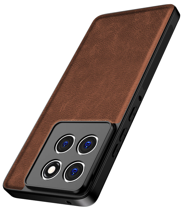 Kapa Tux Leather Back Cover for Moto Edge 60 Pro | Slim Shockproof Camera Protection Bumper Case (Brown) - Mobizang