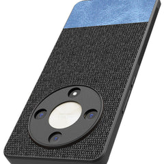 Kapa Soft Fabric & Leather Hybrid Protective Back Cover for Honor X9B (5G) | Shockproof Slim Hard Anti Slip Back Case (Black,Blue) - Mobizang