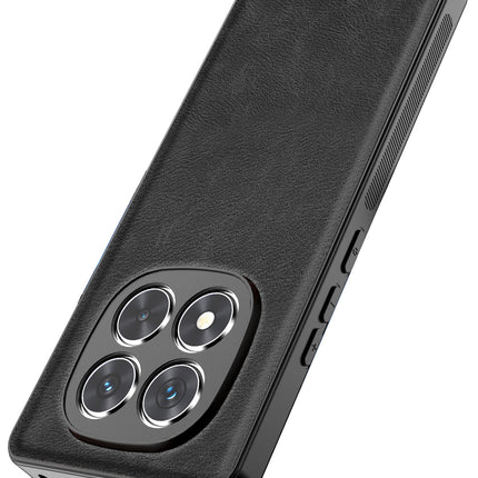 Kapa Tux Leather Back Cover for Redmi Note 14 Pro (5G) | Slim Shockproof Camera Protection Bumper Case (Black) - Mobizang