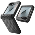 Kapa Geometric Hinge Protection Back Cover for Samsung Galaxy Z Flip5 / Flip 5 | with [Inbuilt Glass] Full Body Shockproof Hard Back Case (Black)