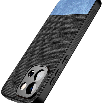 Kapa Soft Fabric & Leather Hybrid Protective Back Cover for OnePlus 13S | Shockproof Slim Hard Anti Slip Back Case (Black,Blue) - Mobizang