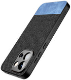 Kapa Soft Fabric & Leather Hybrid Protective Back Cover for OnePlus 13S | Shockproof Slim Hard Anti Slip Back Case (Black,Blue) - Mobizang
