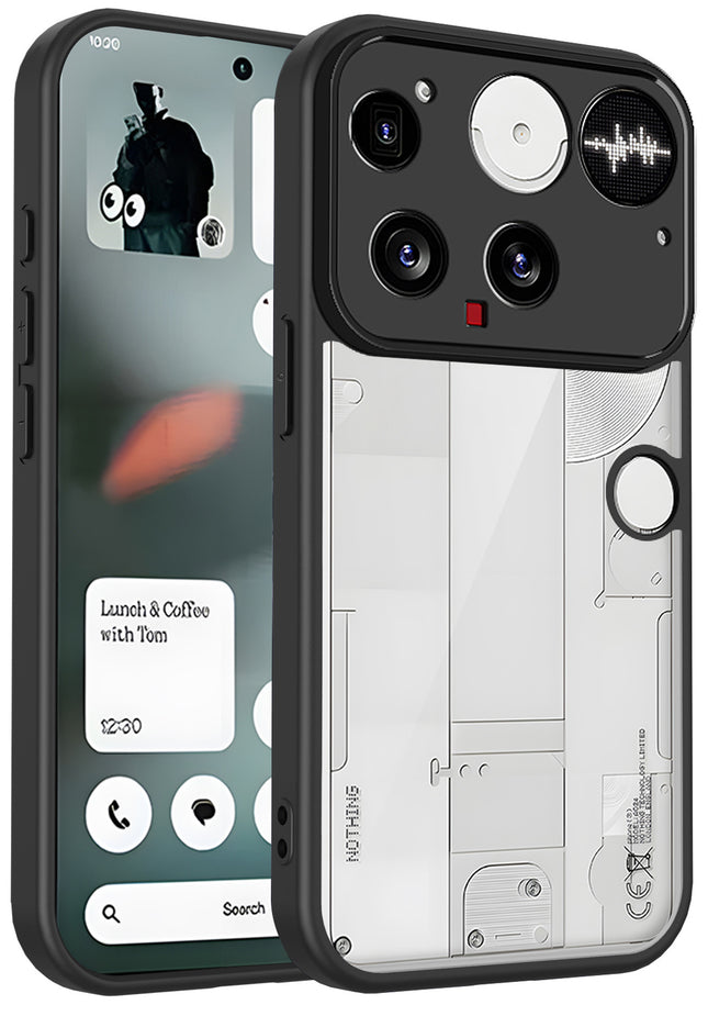 Kapa Hawkeye Clear Slim Tough Back Cover for Nothing Phone 3 5G | Camera Lens Protector Anti Yellow Shockproof Clear Hybrid Case Cover (Black Sides)