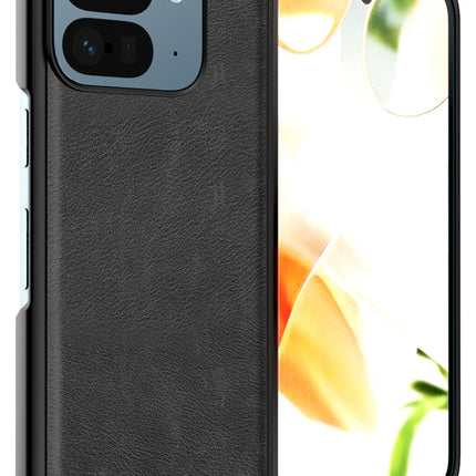 Kapa Tux Leather Back Cover for Google Pixel 9 Pro Fold | Slim Shockproof Camera Protection Bumper Case (Black)
