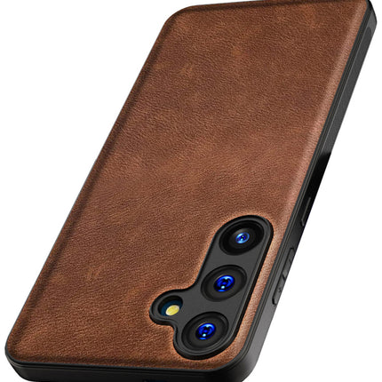 Kapa Tux Leather Back Cover for Samsung Galaxy A55 (5G) | Slim Shockproof Camera Protection Bumper Case (Brown) - Mobizang