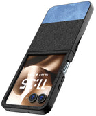 Kapa Soft Fabric & Leather Hybrid Protective Back Cover for Moto Razr 60 Ultra | Shockproof Slim Hard Anti Slip Back Case (Black,Blue)