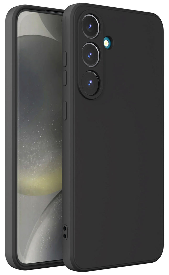 Kapa Matte Protective Lens Flexible Back Cover for Samsung Galaxy S25 | Slim Silicone with Soft Lining Shockproof Full Body Bumper Case (Black)