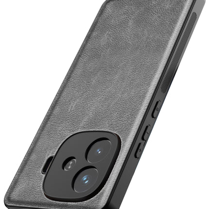 Kapa Tux Leather Back Cover for iQoo Neo 10R | Slim Shockproof Camera Protection Bumper Case (Grey)