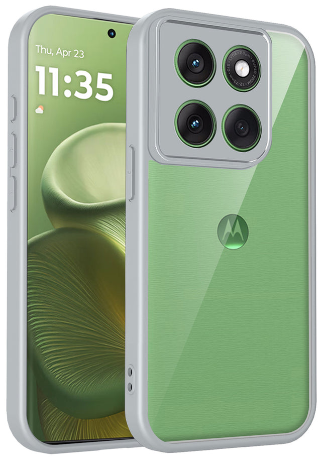 Kapa Hawkeye Clear Slim Tough Back Cover for Moto Edge 60 / Edge 60 Fusion | Camera Lens Protector Anti Yellow Shockproof Clear Hybrid Case Cover (Grey) - Mobizang