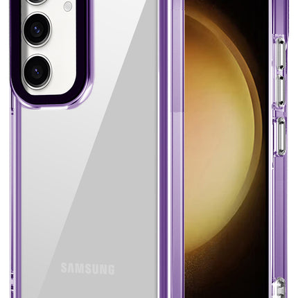 Kapa Warrior Acrylic Clear Back Cover For Samsung Galaxy A55 (5G) | Slim Shockproof [Military Grade Protection] Hybrid Bumper Case (Purple Sides)