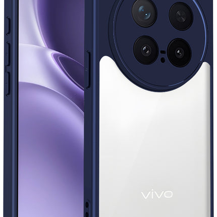 Kapa Hawkeye Clear Slim Tough Back Cover for Vivo X300 Pro 5G | Camera Lens Protector Anti Yellow Shockproof Clear Hybrid Case Cover (Blue) - Mobizang