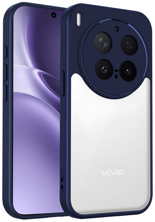 Kapa Hawkeye Clear Slim Tough Back Cover for Vivo X300 Pro 5G | Camera Lens Protector Anti Yellow Shockproof Clear Hybrid Case Cover (Blue) - Mobizang