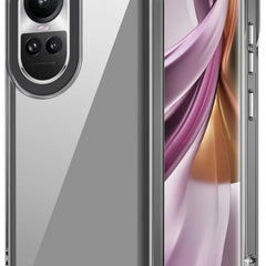 Kapa Warrior Acrylic Clear Back Cover For Oppo Reno 10 / Reno 10 PRO | Slim Shockproof [Military Grade Protection] Hybrid Bumper Case (Black Sides) - Mobizang