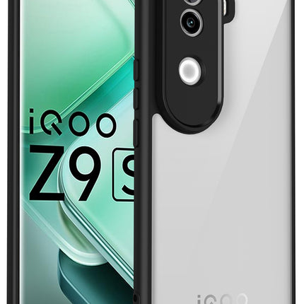 Kapa Hawkeye Clear Back Cover for Vivo V40E / iQOO Z9S | Camera Lens Protector Shockproof Slim Clear Case Cover (Black Sides)
