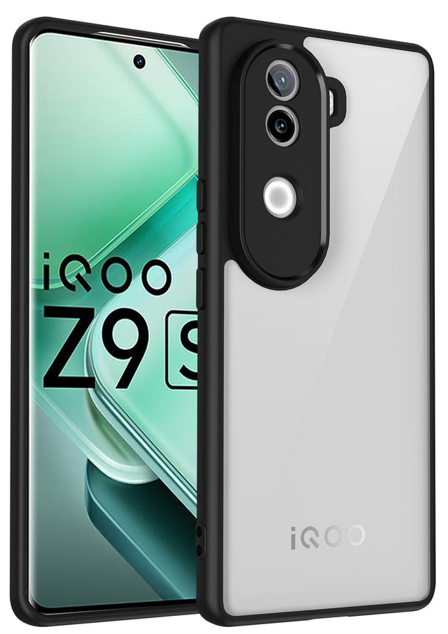 Kapa Hawkeye Clear Back Cover for Vivo V40E / iQOO Z9S | Camera Lens Protector Shockproof Slim Clear Case Cover (Black Sides)