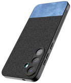 Kapa Soft Fabric & Leather Hybrid Protective Back Cover for Samsung Galaxy S25 Plus | Shockproof Slim Hard Anti Slip Back Case (Black,Blue)