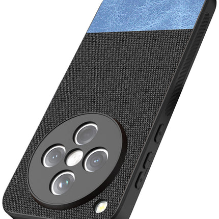 Kapa Soft Fabric & Leather Hybrid Protective Back Cover for Oppo Find X8 | Shockproof Slim Hard Anti Slip Back Case (Black,Blue)