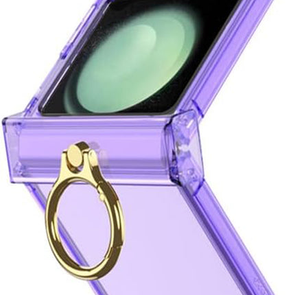 Kapa Clear Airbag Ring Back Case for Samsung Galaxy Flip6 / Z Flip 6 | Transparent Shockproof Slim Hard Protective Cover (Purple)