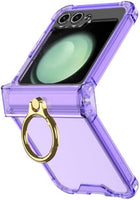 Kapa Clear Airbag Ring Back Case for Samsung Galaxy Flip6 / Z Flip 6 | Transparent Shockproof Slim Hard Protective Cover (Purple)