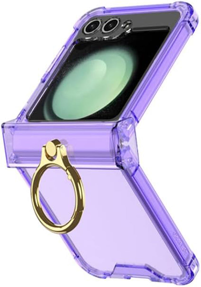 Kapa Clear Airbag Ring Back Case for Samsung Galaxy Flip6 / Z Flip 6 | Transparent Shockproof Slim Hard Protective Cover (Purple)