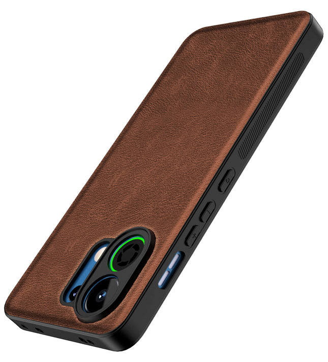 Kapa Tux Leather Back Cover for Oppo K13 Turbo / K13 Turbo Pro | Slim Shockproof Camera Protection Bumper Case (Brown)