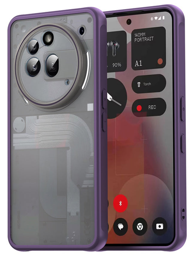 Kapa Shield Frosted Acrylic Back Cover for Nothing Phone 3A Pro| Hard Slim Inbuilt Camera Lens Cover Protection Shock Proof Bumper Case (Purple) - Mobizang