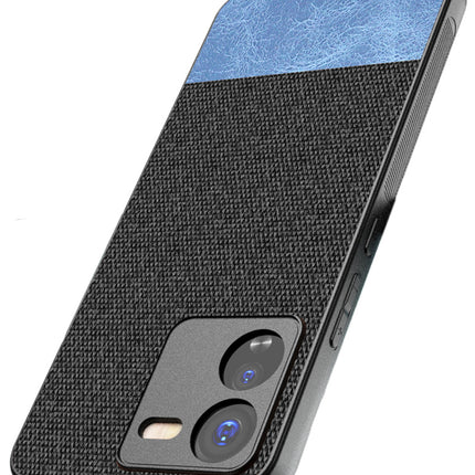 Kapa Soft Fabric & Leather Hybrid Protective Back Cover for IQOO Z9 | Shockproof Slim Hard Anti Slip Back Case (Black,Blue)