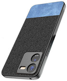 Kapa Soft Fabric & Leather Hybrid Protective Back Cover for IQOO Z9 | Shockproof Slim Hard Anti Slip Back Case (Black,Blue)