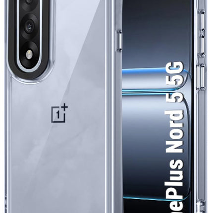 Kapa Warrior Acrylic Clear Back Cover For OnePlus Nord 5 | Slim Shockproof [Military Grade Protection] Hybrid Bumper Case (Clear Sides) - Mobizang
