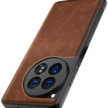 Kapa Tux Leather Back Cover for Oneplus 12 | Slim Shockproof Camera Protection Bumper Case (Brown)
