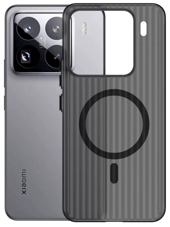 Kapa Wave Magnetic Frosted Grip Back Cover for Xiaomi 15 | [MagSafe Compatible] Wireless charging, Slim, Metal Buttons Matte Finish Back Case (Grey)