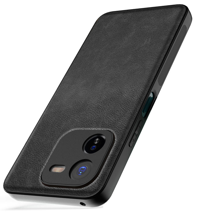 Kapa Tux Leather Back Cover for IQOO Z9X | Slim Shockproof Camera Protection Bumper Case (Black)